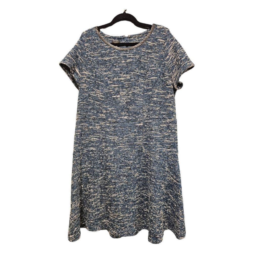 TALBOTS Tweed Knit‎ Fit and Flare Faux Leather Trim Dress - Size 16 Petite